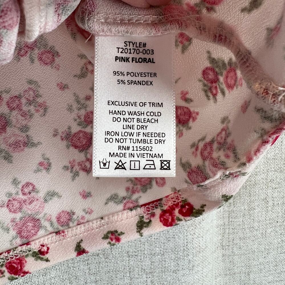 Lush Lace Trim Cap Sleeve Crop Top Pink Red Floral Women L Milkmaid Coquette NWT - Picture 4 of 7